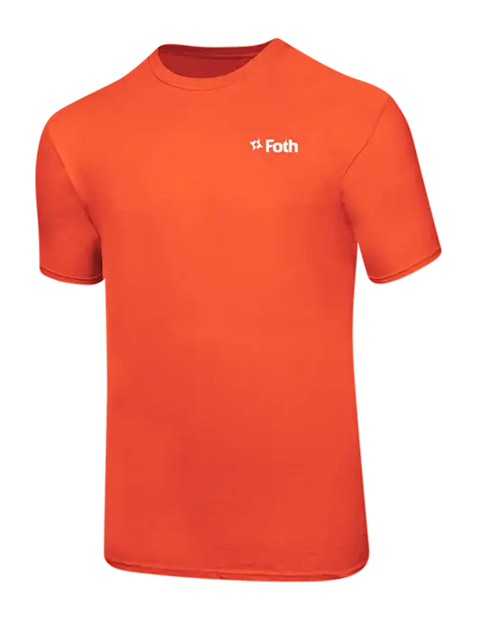 Ring Spun Orange 4.5 oz T-Shirt w/Foth Logo