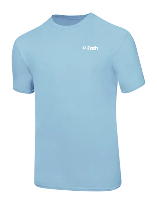 Ring Spun Light Blue 4.5 oz T-Shirt w/Foth Logo