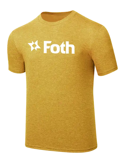 Simply Soft Yellow Gold Heathered 4.5oz Poly/Combed Ring Spun Cotton T-Shirt
 w/Foth Logo