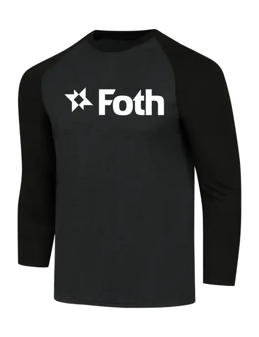 Simply Soft 3/4 Sleeve Black/Black Frost Ring Spun Cotton T-Shirt w/Foth Logo
