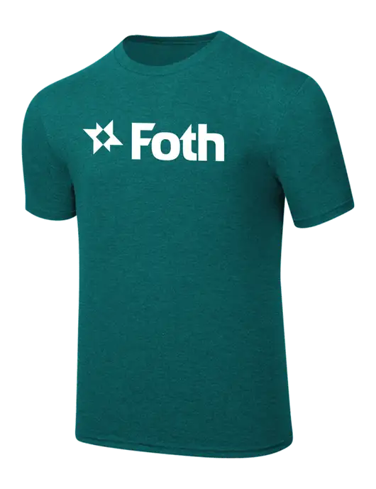 Simply Soft Heathered Dark Teal 4.5oz  Poly/Combed Ring Spun Cotton T-Shirt w/Foth Logo