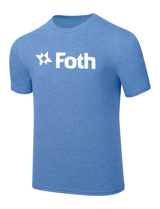 Simply Soft Carolina Blue Frost 4.5oz  Poly/Combed Ring Spun Cotton T-Shirt w/Foth Logo