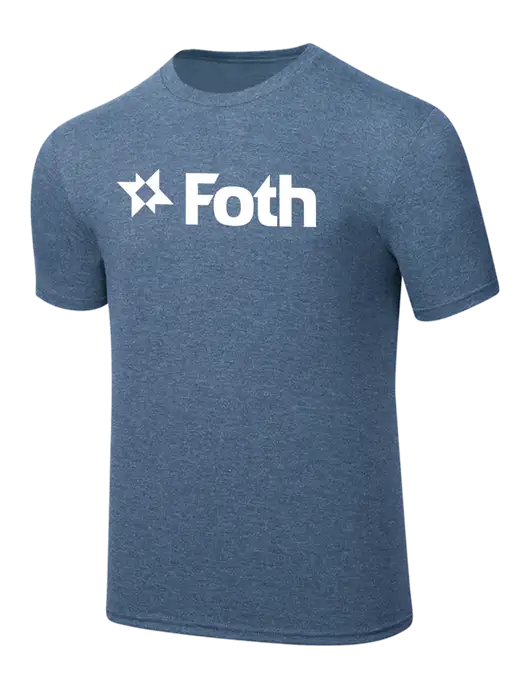 Simply Soft Light Slate Blue Heathered 4.5oz  Poly/Combed Ring Spun Cotton T-Shirt w/Foth Logo