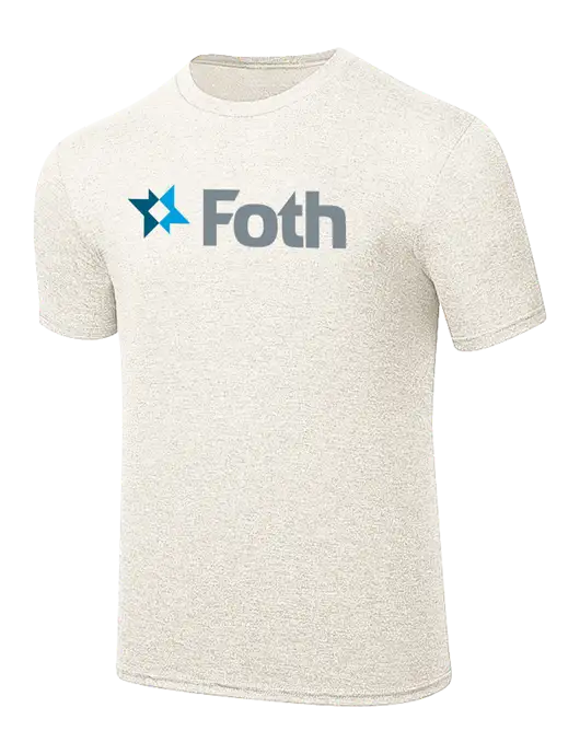 Simply Soft Very Light Tan Heather 4.5oz Poly/Combed Ring Spun Cotton T-Shirt w/Foth Logo