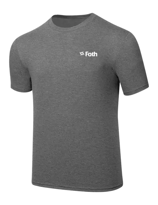 Simply Soft Heathered Medium Grey 4.5oz  Poly/Combed Ring Spun Cotton T-Shirt w/Foth Logo