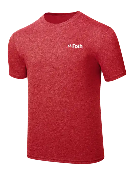 Simply Soft Red Frost 4.5oz  Poly/Combed Ring Spun Cotton T-Shirt w/Foth Logo