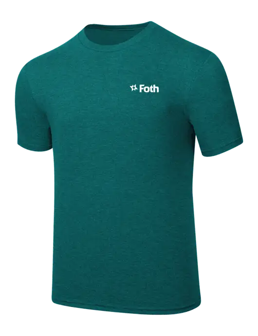 Simply Soft Heathered Dark Teal 4.5oz  Poly/Combed Ring Spun Cotton T-Shirt w/Foth Logo