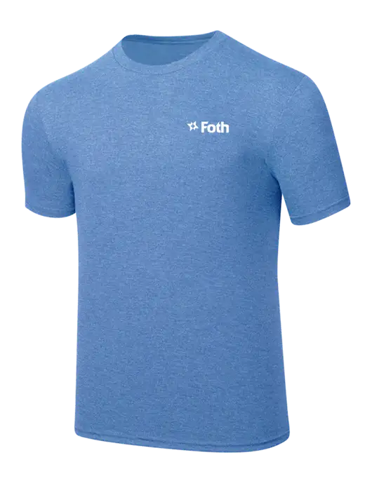 Simply Soft Carolina Blue Frost 4.5oz  Poly/Combed Ring Spun Cotton T-Shirt w/Foth Logo