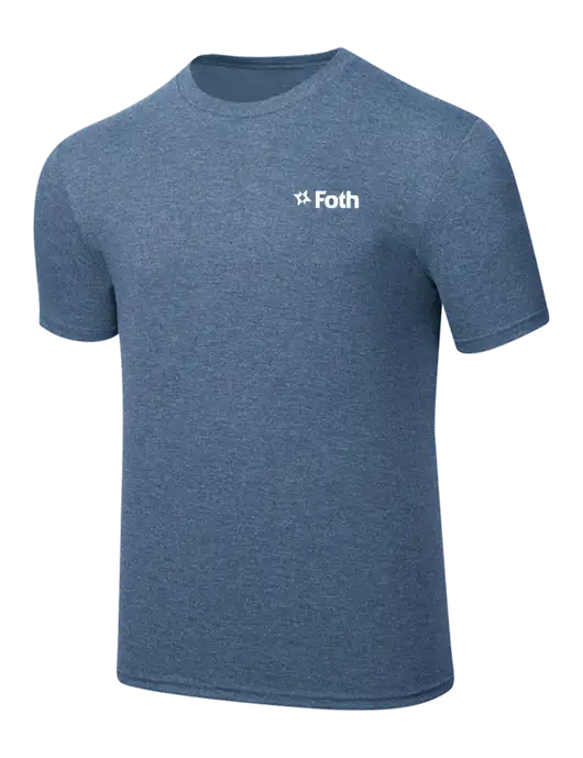 Simply Soft Light Slate Blue Heathered 4.5oz  Poly/Combed Ring Spun Cotton T-Shirt w/Foth Logo