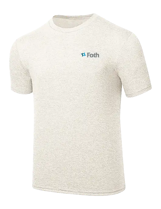 Simply Soft Very Light Tan Heather 4.5oz Poly/Combed Ring Spun Cotton T-Shirt w/Foth Logo