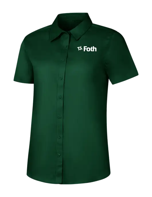 Womens Dark Green Short Sleeve Superpro React Twill Shirt w/Foth Logo