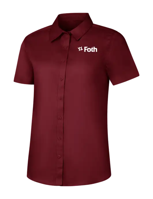 Womens Maroon Short Sleeve Superpro React Twill Shirt w/Foth Logo