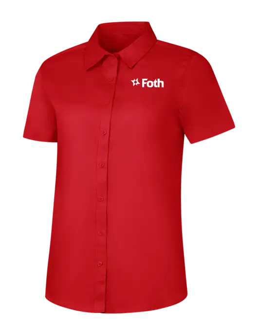 Womens Red Short Sleeve Superpro React Twill Shirt w/Foth Logo