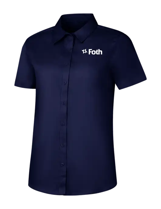 Womens Navy Short Sleeve Superpro React Twill Shirt w/Foth Logo