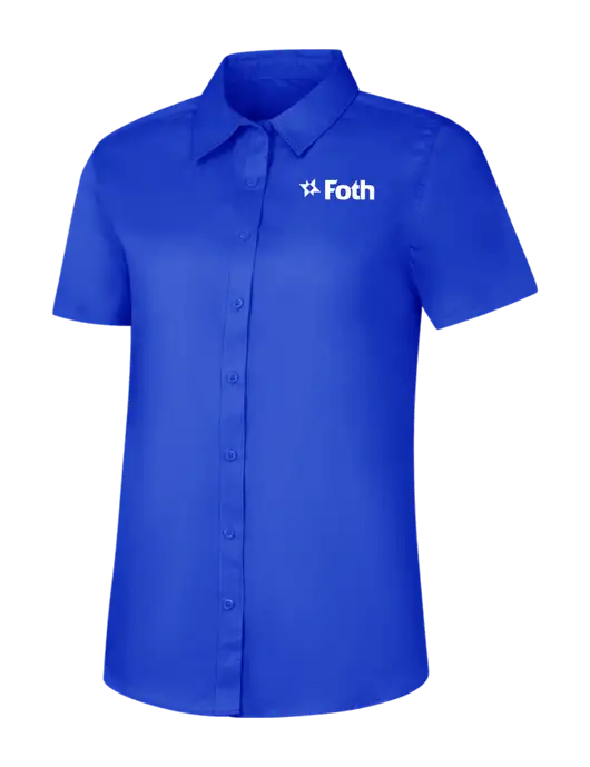 Womens Short Sleeve Dark Royal Superpro React Twill Shirt w/Foth Logo