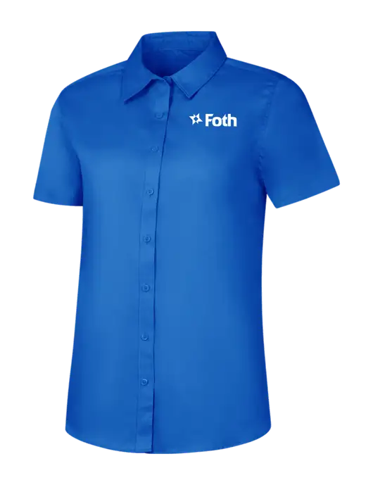 Womens Short Sleeve Royal Blue Superpro React Twill Shirt w/Foth Logo