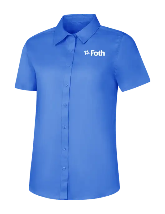 Womens Dark Carolina Blue Short Sleeve Superpro React Twill Shirt w/Foth Logo