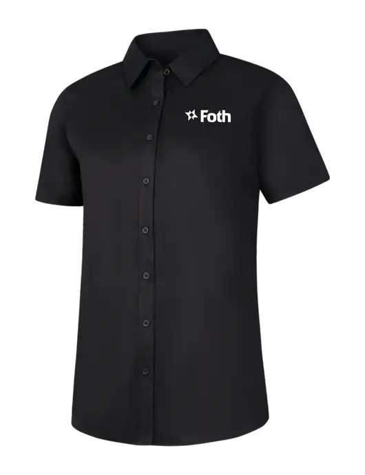 Womens Black Short Sleeve Superpro React Twill Shirt w/Foth Logo