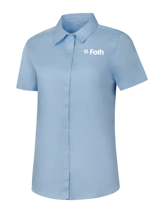 Womens Light Blue Short Sleeve Superpro React Twill Shirt w/Foth Logo