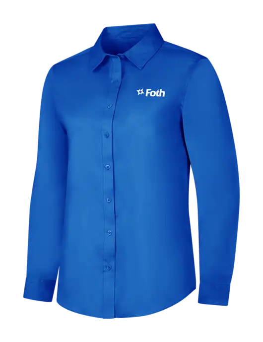 Womens Long Sleeve Royal Blue Superpro React Twill Shirt w/Foth Logo