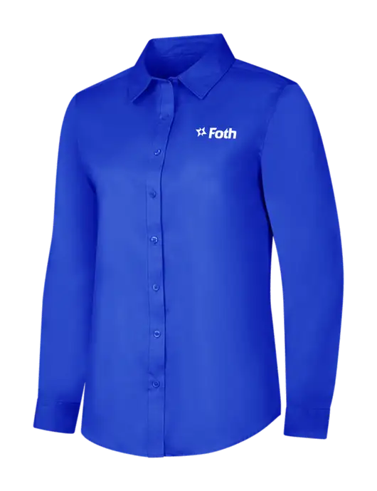 Womens Long Sleeve Dark Royal Superpro React Twill Shirt w/Foth Logo