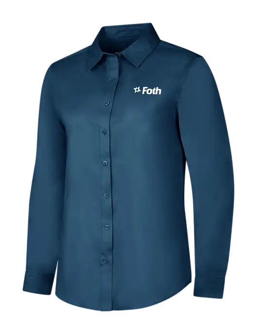 Light Navy Womens Long Sleeve Superpro React Twill Shirt w/Foth Logo