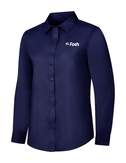 Navy Womens Long Sleeve Superpro React Twill Shirt w/Foth Logo