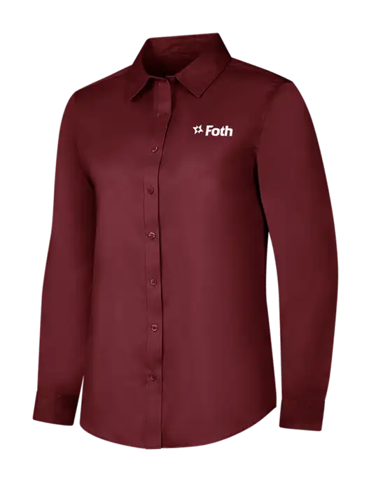 Maroon Womens Long Sleeve Superpro React Twill Shirt w/Foth Logo