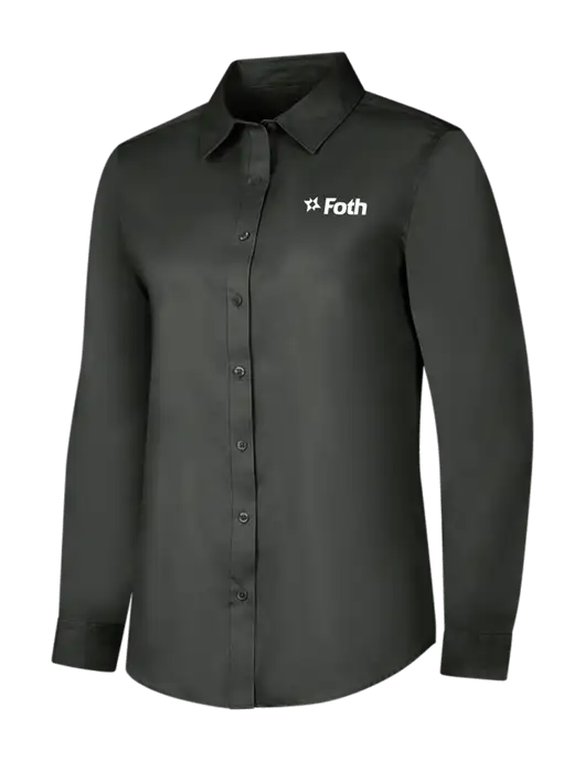 Dark Grey Womens Long Sleeve Superpro React Twill Shirt w/Foth Logo