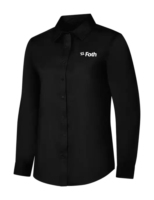 Womens Black Long Sleeve Superpro React Twill Shirt w/Foth Logo