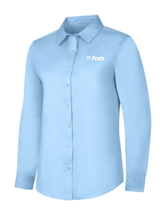 Womens Light Blue Long Sleeve Superpro React Twill Shirt w/Foth Logo