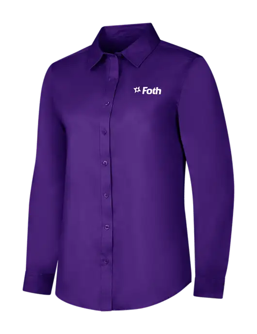Purple Womens Long Sleeve Superpro React Twill Shirt w/Foth Logo