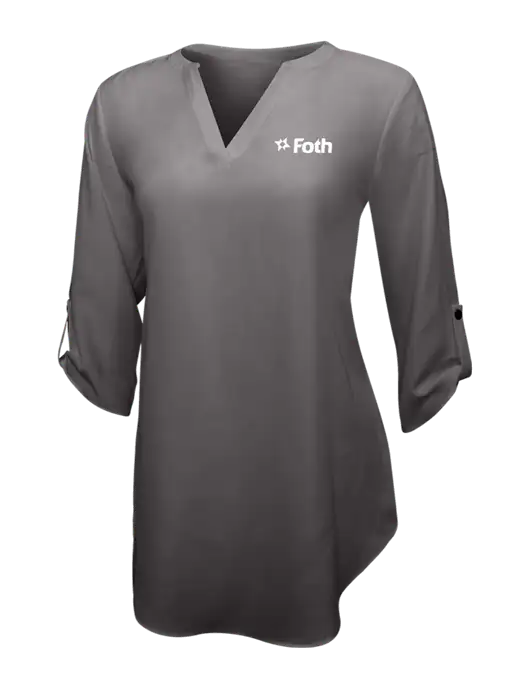 Dark Grey Womens 3/4 Sleeve Tunic Blouse w/Foth Logo