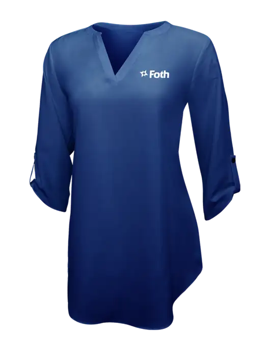 Dark Royal Womens 3/4 Sleeve Tunic Blouse w/Foth Logo