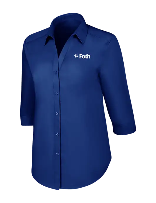 Womens Royal 3/4 Sleeve Carefree Poplin Shirt w/Foth Logo