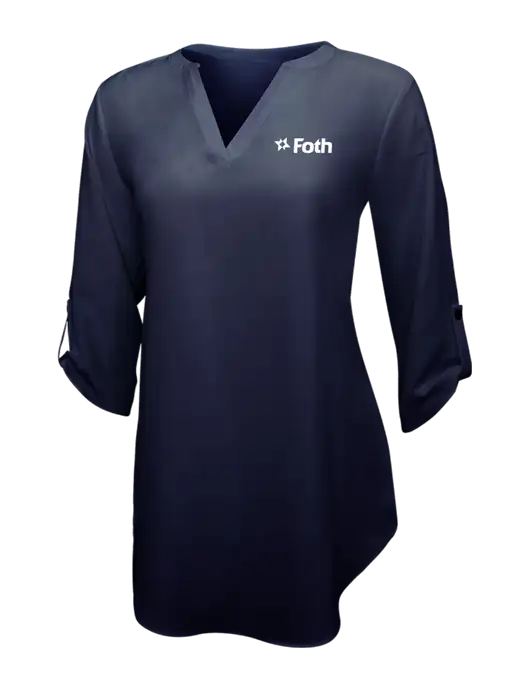 Navy Womens 3/4 Sleeve Tunic Blouse w/Foth Logo