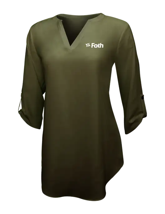 Womens Dark Olive 3/4 Sleeve Tunic Blouse w/Foth Logo