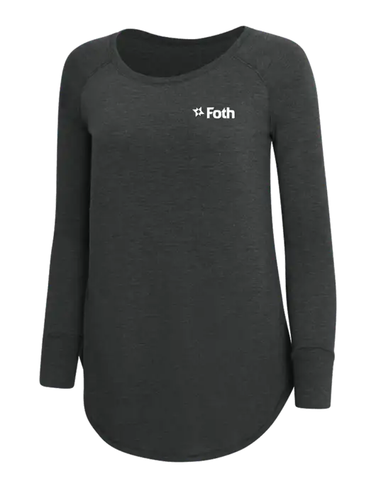 Womens Perfect Wide Collar Tunic Tri-Blend Black Frost 4.5 oz T-Shirt w/Foth Logo
