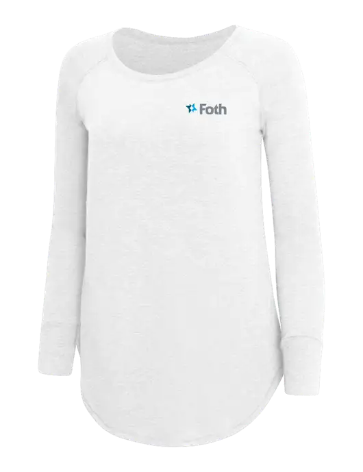 Womens Perfect Wide Collar Tunic Tri-Blend White 4.5 oz T-Shirt w/Foth Logo