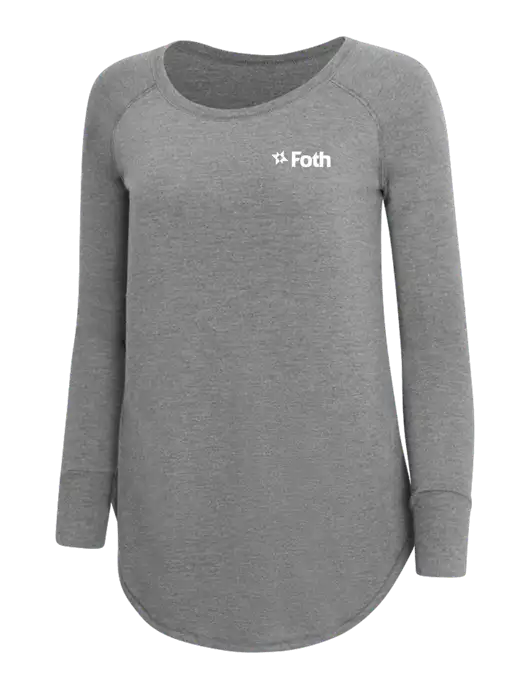 Womens Perfect Wide Collar Tunic Tri-Blend Grey Frost 4.5 oz T-Shirt w/Foth Logo