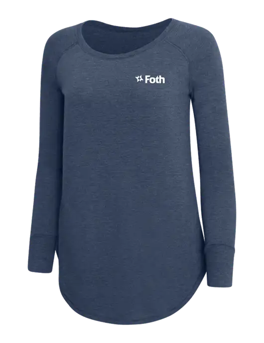 Womens Perfect Wide Collar Tunic Tri-Blend Navy Frost 4.5 oz T-Shirt w/Foth Logo