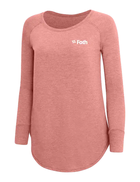 Womens Perfect Wide Collar Tunic Tri-Blend Blush Frost 4.5 oz T-Shirt w/Foth Logo