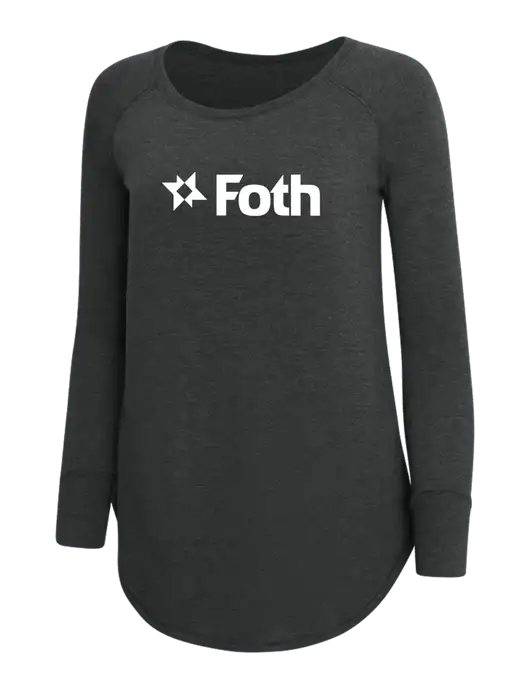 Womens Perfect Wide Collar Tunic Tri-Blend Black Frost 4.5 oz T-Shirt w/Foth Logo
