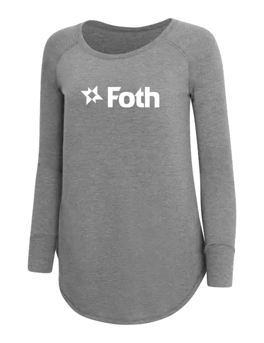 Womens Perfect Wide Collar Tunic Tri-Blend Grey Frost 4.5 oz T-Shirt w/Foth Logo