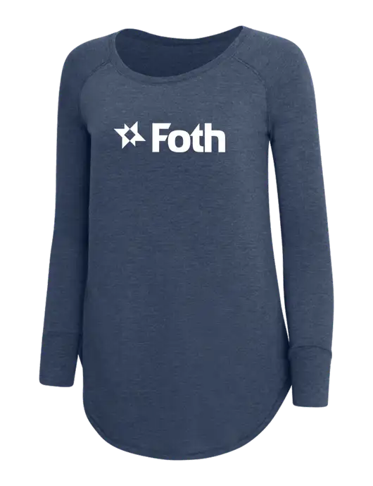 Womens Perfect Wide Collar Tunic Tri-Blend Navy Frost 4.5 oz T-Shirt w/Foth Logo
