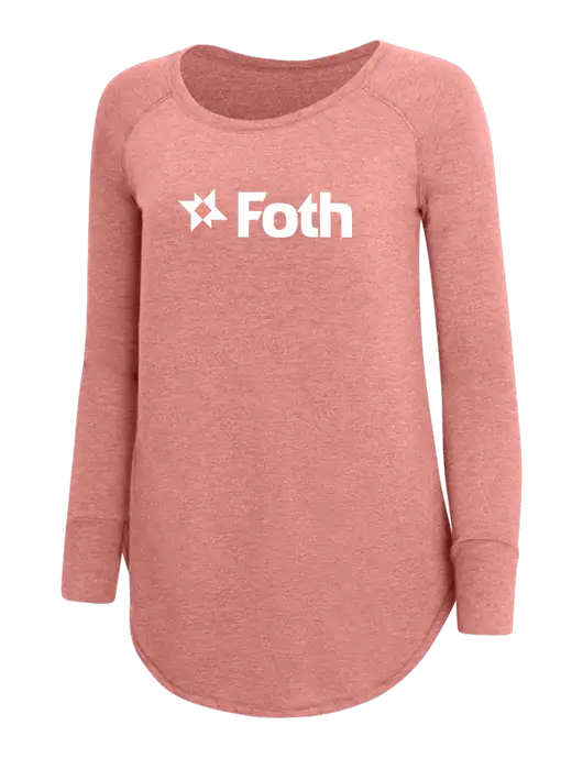 Womens Perfect Wide Collar Tunic Tri-Blend Blush Frost 4.5 oz T-Shirt w/Foth Logo