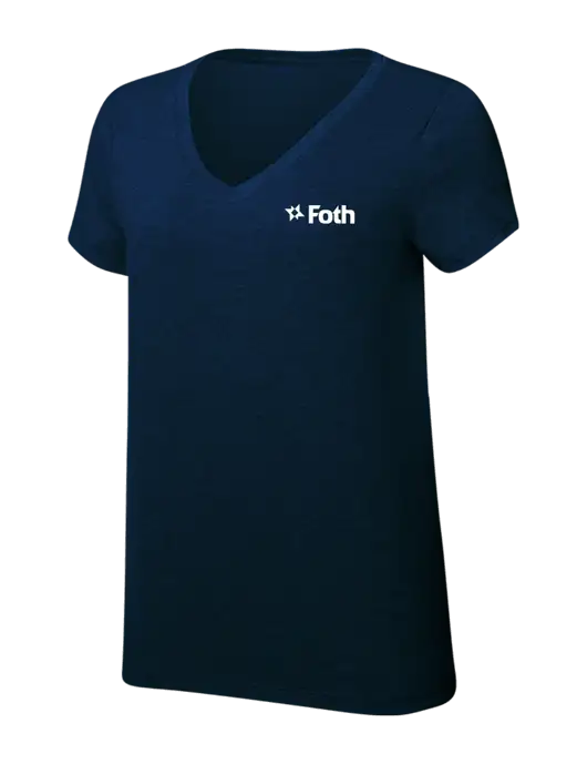 Womens Simply Soft V-Neck New Navy 4.5oz  Poly/Combed Ring Spun Cotton T-Shirt w/Foth Logo