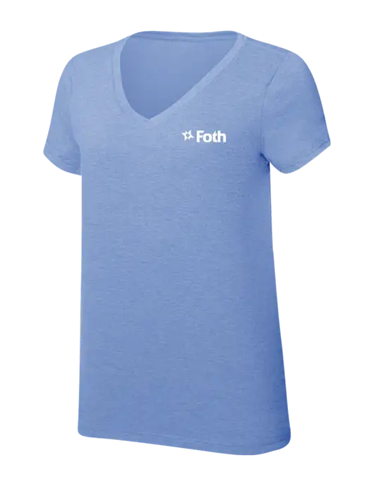 Womens Simply Soft V-Neck Maritime Frost 4.5oz  Poly/Combed Ring Spun Cotton T-Shirt w/Foth Logo