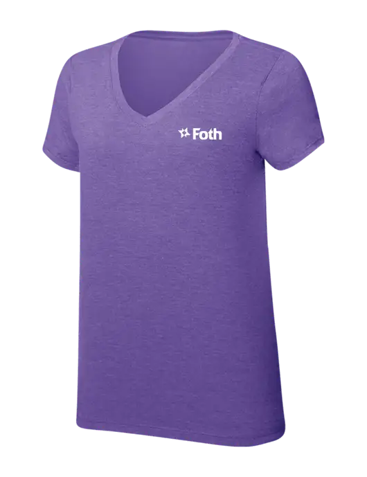 Womens Simply Soft V-Neck Purple Frost 4.5oz  Poly/Combed Ring Spun Cotton T-Shirt w/Foth Logo