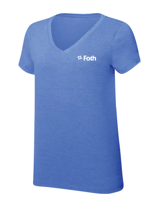Womens Simply Soft V-Neck Royal Frost 4.5oz  Poly/Combed Ring Spun Cotton T-Shirt w/Foth Logo